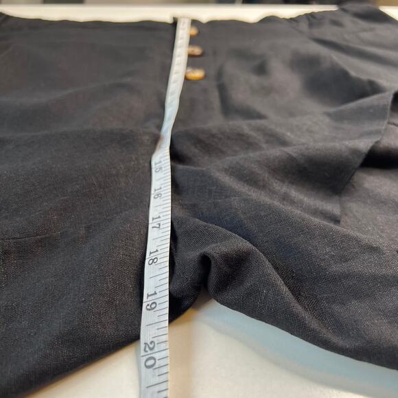 ELOQUII Elements Women's Minimalist Black Linen Button Front Shorts Plus Size 22 - Picture 12 of 16